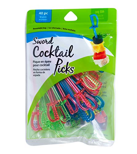 Jacent Multicolored Plastic Sword Appetizer Cocktail Picks, 40 Count per Pack, 1-Pack - Image 1