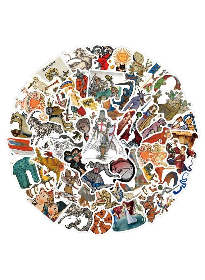 BLCAFEE 62 Pcs Medieval Stickers Graffiti Waterproof Vinyl for Kids Adults Teens for Birthday Party Supplies Decoration Favors for Water Bottles Laptop Suitcase Scrapbooking Gifts - Image 1