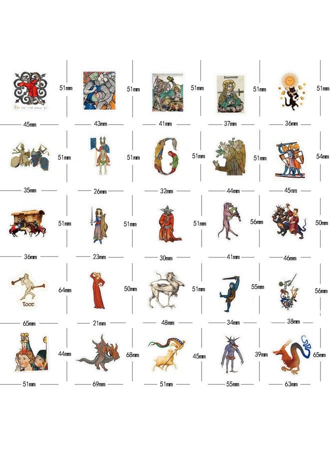 BLCAFEE 62 Pcs Medieval Stickers Graffiti Waterproof Vinyl for Kids Adults Teens for Birthday Party Supplies Decoration Favors for Water Bottles Laptop Suitcase Scrapbooking Gifts - Image 2