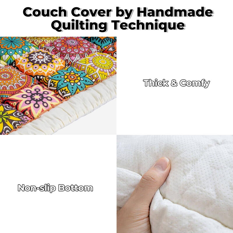 FUNNY FUZZY Pet Couch Covers for Sofa, Couch Covers for Dogs Washable Dog Couch Cover Protector Furniture Sofa Covers for Dog Handmade Pure Cotton Pet Bed Mat (Bohemia, 27.6"Ã—59.1") - Image 3