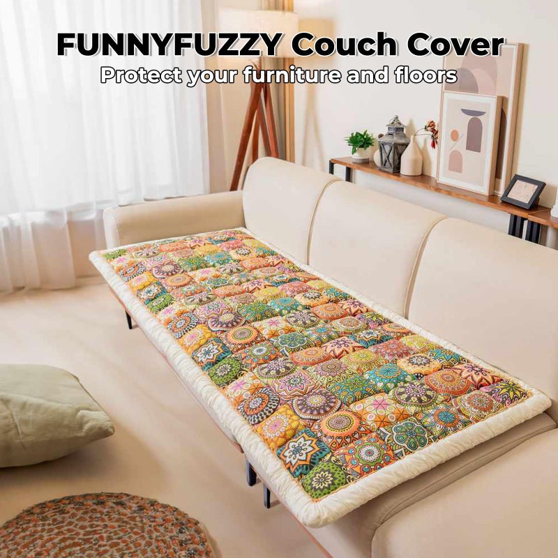 FUNNY FUZZY Pet Couch Covers for Sofa, Couch Covers for Dogs Washable Dog Couch Cover Protector Furniture Sofa Covers for Dog Handmade Pure Cotton Pet Bed Mat (Bohemia, 27.6"Ã—59.1") - Image 2