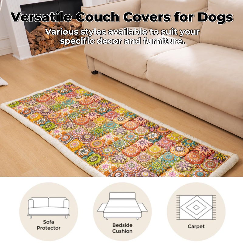 FUNNY FUZZY Pet Couch Covers for Sofa, Couch Covers for Dogs Washable Dog Couch Cover Protector Furniture Sofa Covers for Dog Handmade Pure Cotton Pet Bed Mat (Bohemia, 27.6"Ã—59.1") - Image 4