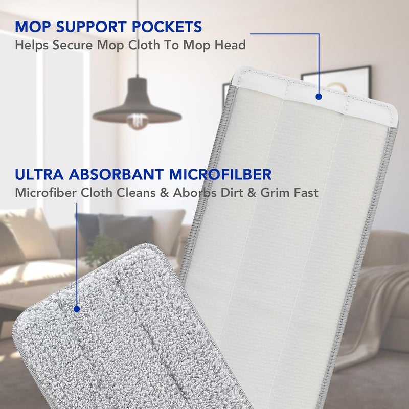 BeiLan Microfiber Mop Cleaning Pads Flat: 10 Packs 13" X 4.9" Washable Pads for Floor Cleaning Compatible with Tethys & Most 13 Inch Flat Mop - Pads Replacement for Flat Mop or Mop Bucket Set - Image 2