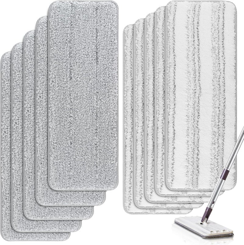 BeiLan Microfiber Mop Cleaning Pads Flat: 10 Packs 13" X 4.9" Washable Pads for Floor Cleaning Compatible with Tethys & Most 13 Inch Flat Mop - Pads Replacement for Flat Mop or Mop Bucket Set - Image 1