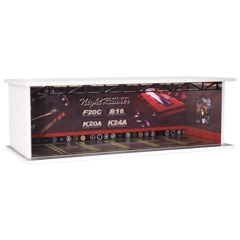G-FANS Display Case for Hot Wheels - 1/64 Scale Die-cast Model Car Scenarios Display Case with LED Light and Acrylic Cover, Scenes Diorama Storage Garage with 6 Parking Spaces (Speed Per Hour) - Image 1