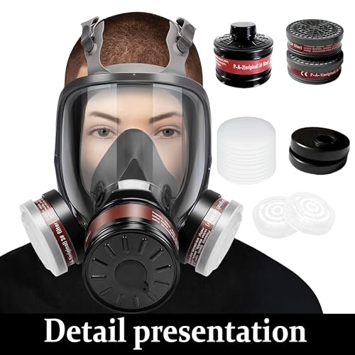 RarePicks Full Face Respirator | Reusable Dust Mask With 40mm Activated Carbon Filter For Organic Vapor, Formaldehyde, Epoxy Resin, Paint, Chemical Fumes, Dust, & Industrial Protection - Image 4