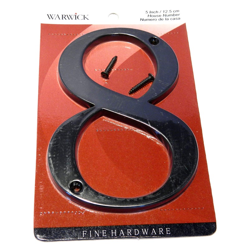 Warwick Large 5" Black Metal Flush Mount House Address Numbers, Bold Font, Easy to Read (8) - Image 2