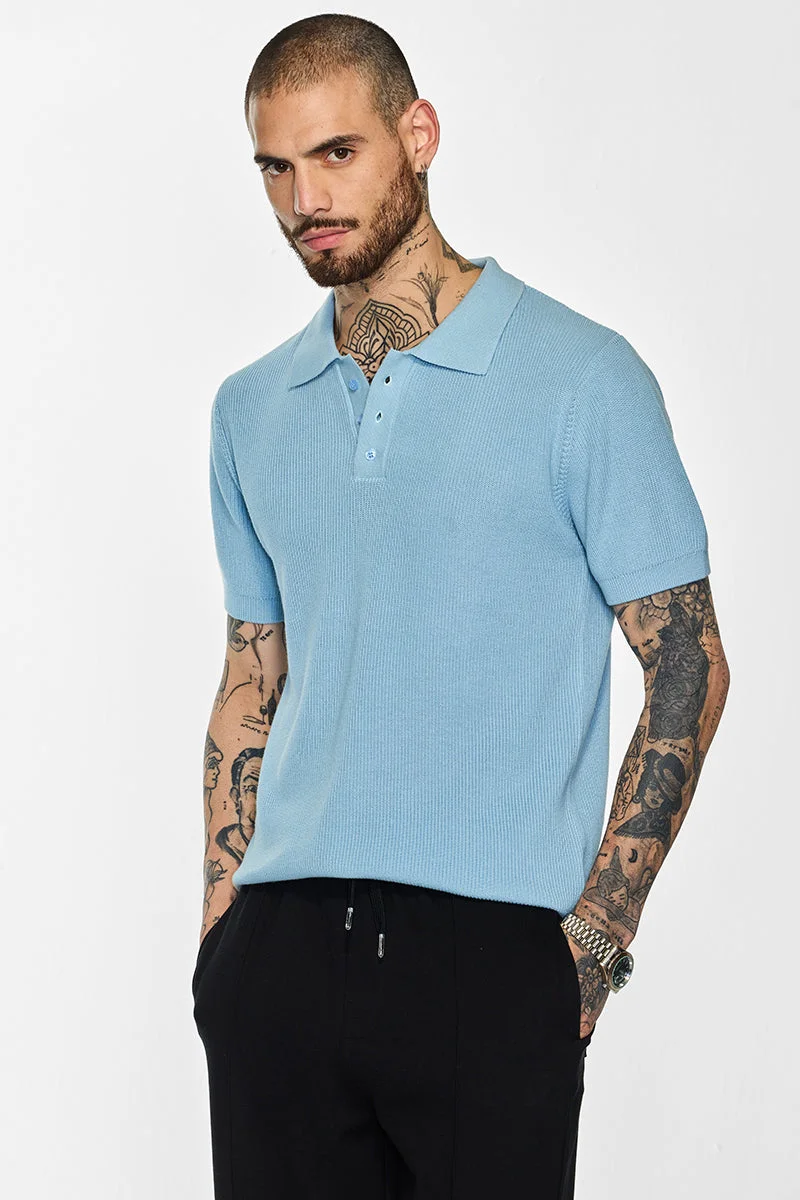 سنيتش تيشيرت بولو كوري لاب أزرق فاتح بنقوش