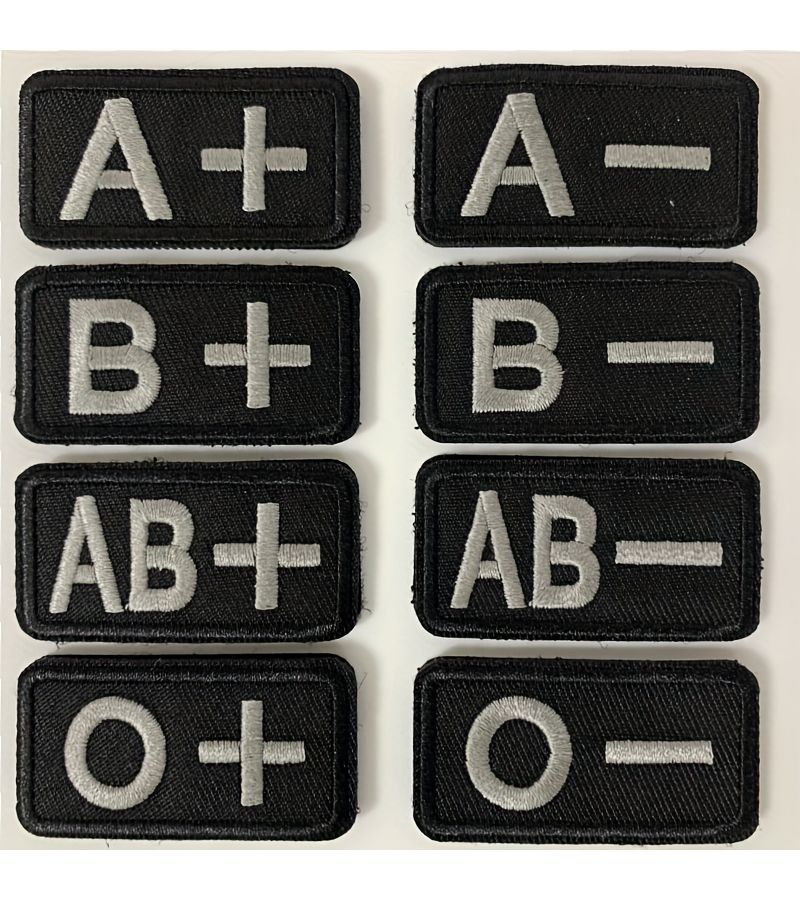 Medical ID Badge Blood Type Patch Hook and Loop Style 8 Black with Lettering A Plus B Plus O Plus AB Plus for Medical Records Blood Donation First Aid Coat Backpack Gear - Image 2