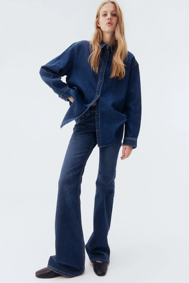 اتش اند ام قميص دنيم بقصّة فضفاضة