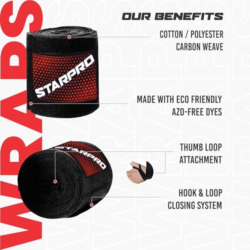Starpro Boxing Hand Wraps 2.5m & 4.5m – Mexican Style Wrist Wraps with Thumb Loop – Elastic Hand Wraps for Boxing Kickboxing MMA for Men & Women - Image 3