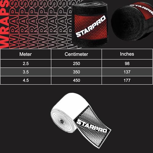Starpro Boxing Hand Wraps 2.5m & 4.5m – Mexican Style Wrist Wraps with Thumb Loop – Elastic Hand Wraps for Boxing Kickboxing MMA for Men & Women - Image 2