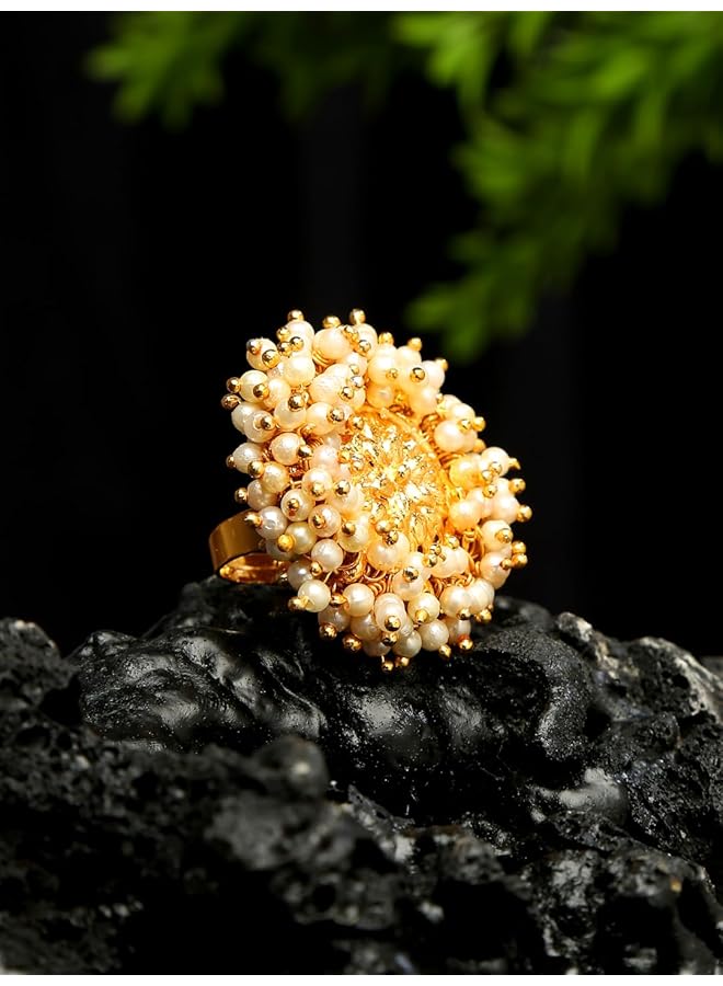 YouBella Stylish Latest Design Jewelery Ring For Women Golden Ybrg_20041 - Image 4