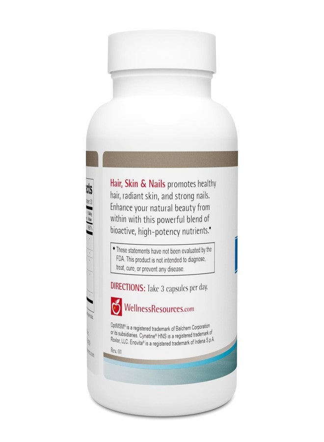 Wellness Resources Hair, Skin & Nails with Biotin, Cynatine HNS Keratin, OptiMSM, Bamboo & Grape Seed Extract - Supplement for Stronger Nails, Healthier Hair & Youthful Skin (90 Capsules) - Image 3