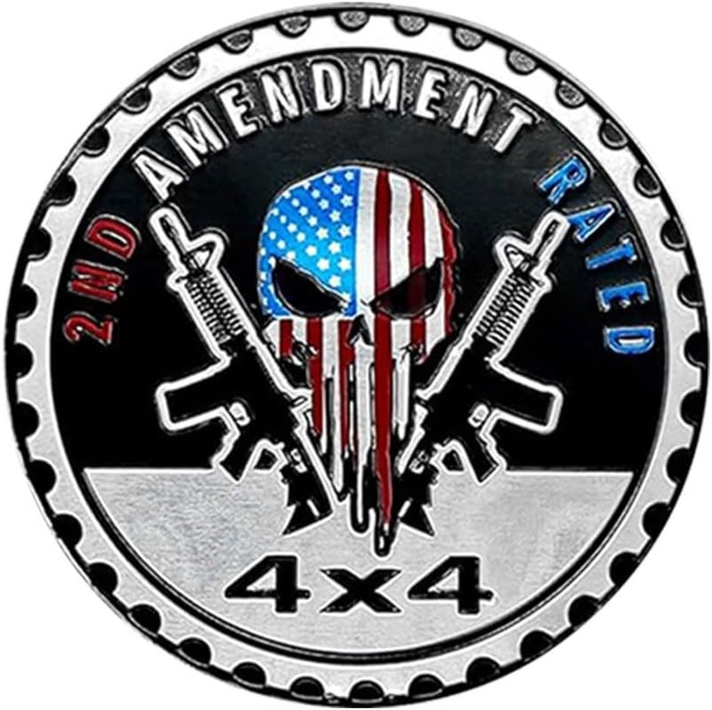GLSOWEE 2ND Amendment Badge Rated Car Emblem, 4 x 4 3D Metal Car Badge Decals Stickers Round Emblem Decals, Car Exterior Emblems Badge Fit for Jeep Wrangler Vehicles Trucks SUV RV (2ND Amendment) - Image 1