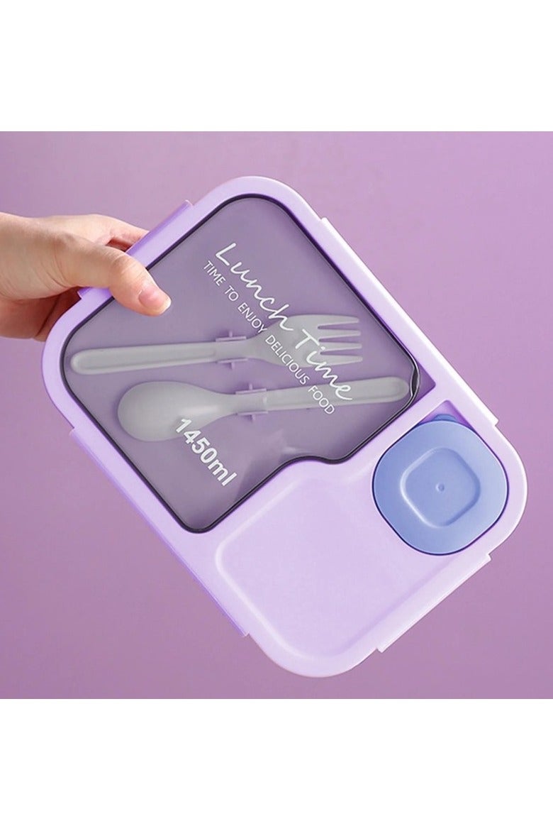 DANDY Lunch Box 1450ml 3 Compartments Student Sealed Adult With Spoon And Fork Leak Proof Microwavable - Image 1