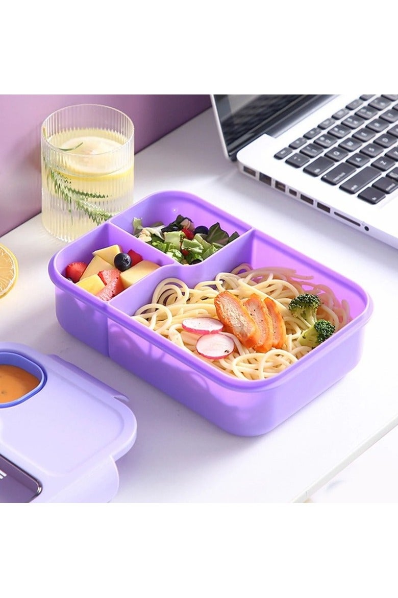 DANDY Lunch Box 1450ml 3 Compartments Student Sealed Adult With Spoon And Fork Leak Proof Microwavable - Image 2
