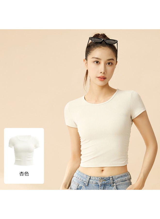 New Style Striped Sports Short-sleeved High-elastic Breathable Fitness Short-sleeved Slimming Yoga Top