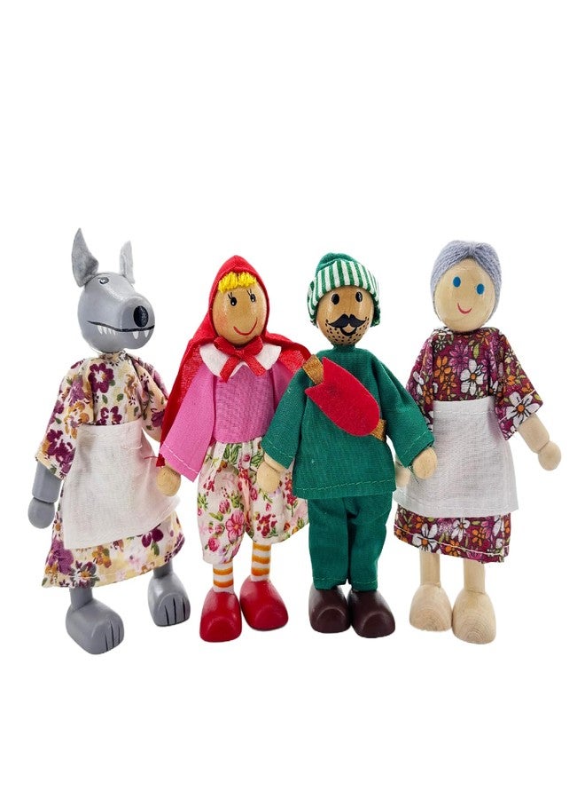 Rardsay 4 Pcs Wooden Dollhouse Family Set Mini People Figures Sets Dollhouse Dolls with Flexible Arms and Legs Miniature Dollhouse Accessories for Boys Girls Kids Pretend Play - Image 1