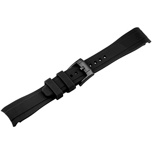 YISIWERA 20mm Rubber Watch Band Premium Crafter Silicone Universal Curved Ends Watch Strap Bracelet Brushed Stainless Steel Pin Buckle For Men Women Black&Black Buckle - Image 2