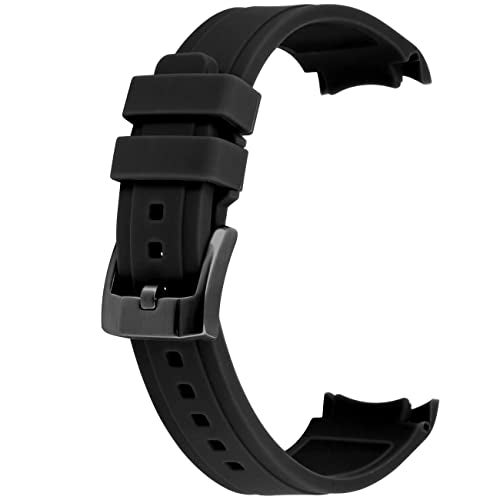 YISIWERA 20mm Rubber Watch Band Premium Crafter Silicone Universal Curved Ends Watch Strap Bracelet Brushed Stainless Steel Pin Buckle For Men Women Black&Black Buckle - Image 1