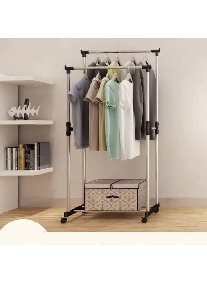 Loquat Clothes Stand Metal Coat Rack Hanger Silver 155 x 75cm - Image 1