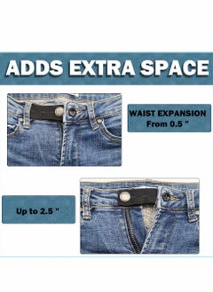 Excefore Elastic Waist Extenders, 6 Pcs Adjustable Waistband Expanders for Men and Women, Pregnancy, Jeans, Slacks, Pants, Skirts (Black)  - Image 2
