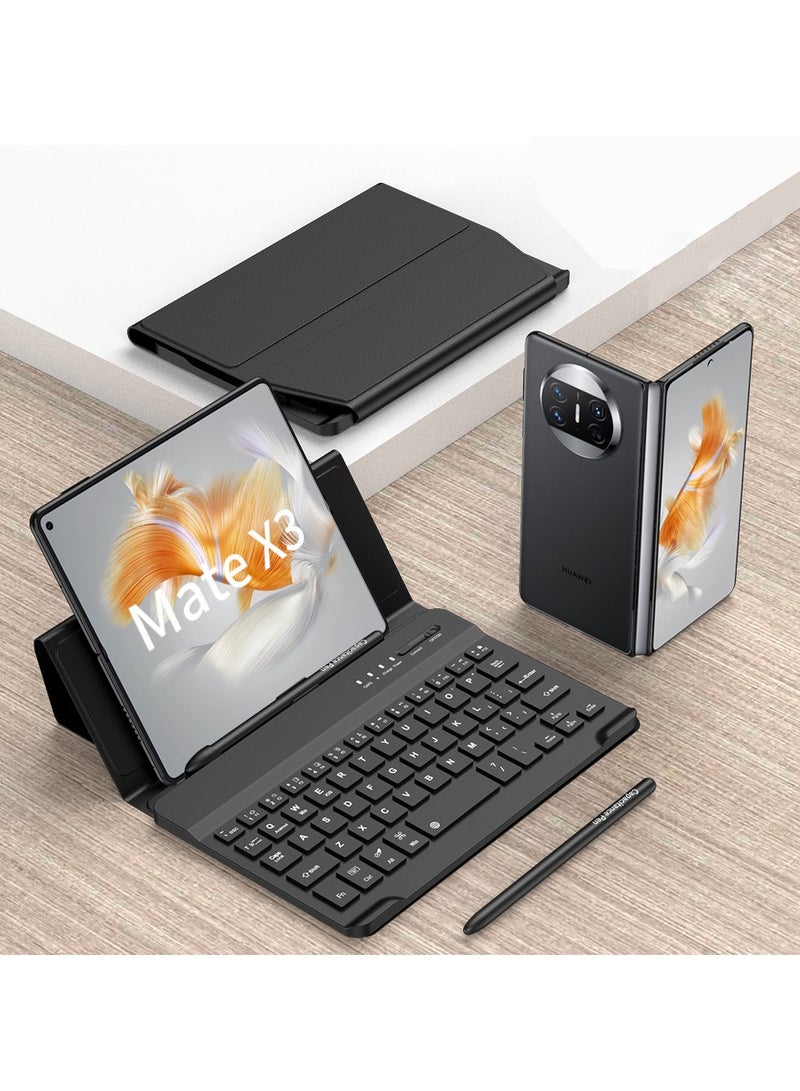 Compatible with Huawei Mate X3 Keyboard with Capacitive Pen u0026 Pen Holder Removable Bluetooth Keyboard Wirelessly Connects with Leather Holster for Mate X3 - Image 1