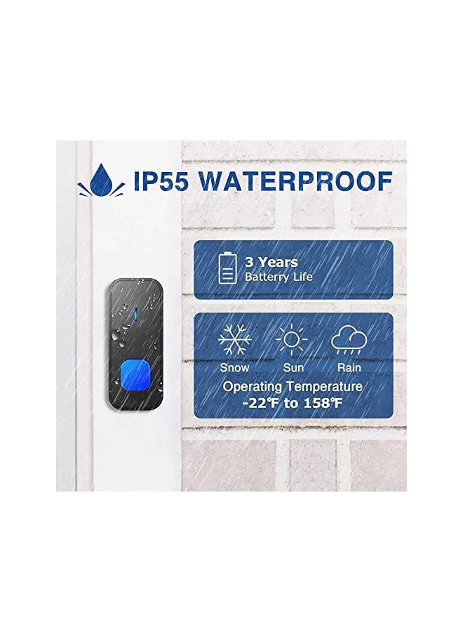 erorex Wireless Doorbell, Waterproof Door Chime Kit Operating at over 984 Feet with 2 Plug-In Receivers, 55 Melodies, Volume Levels Adjustable, CD Quality Sound and LED Flash - Image 3