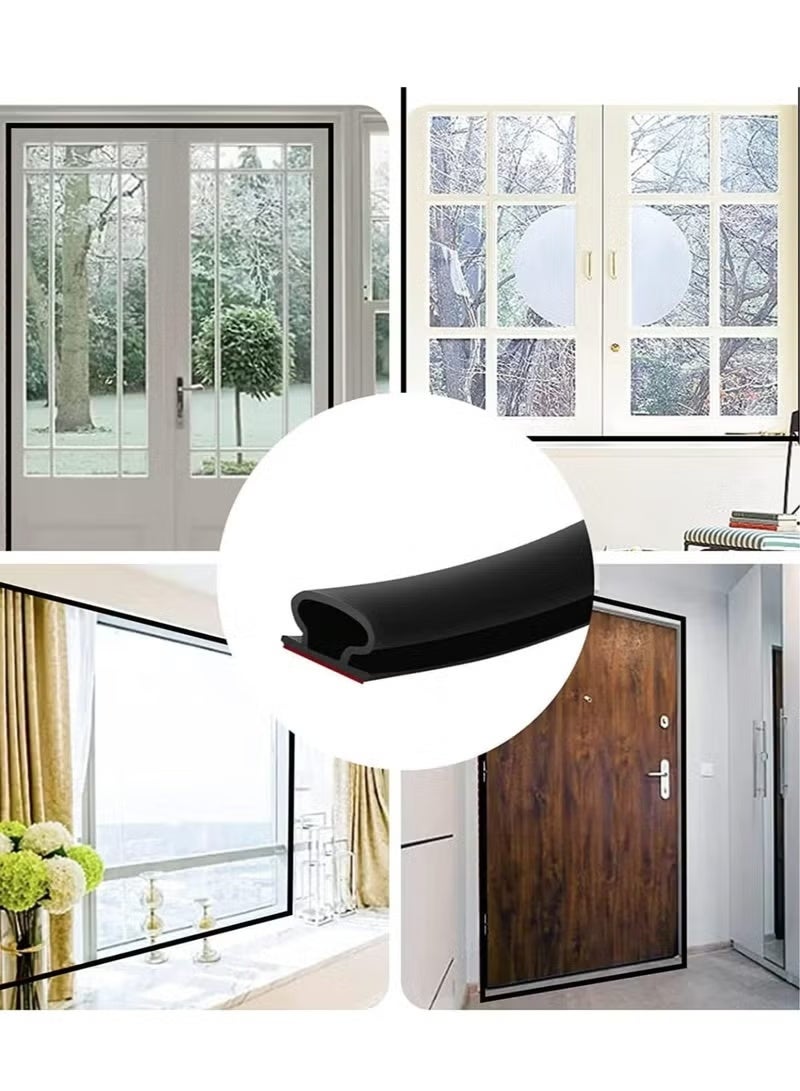 DUTUO Weather Stripping Door Seal Strip,Self-Adhesive Rubber 600cm Black D-Shape Soundproof Door Weatherstripping for Door Frame Window Insulation Large Gap - Image 2