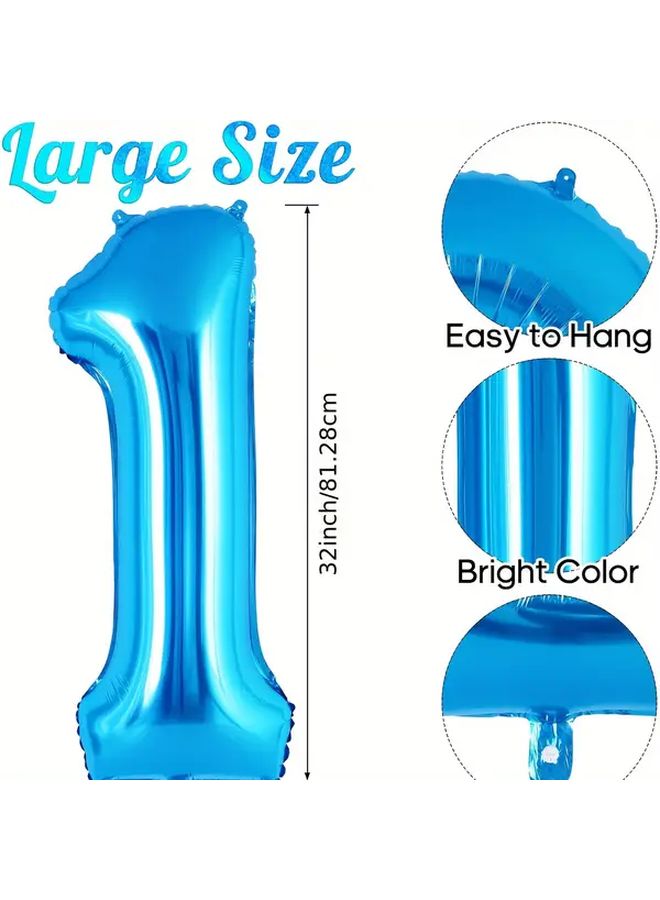 32 Inch Blue Number 0 Balloons Aluminum Film Birthday Party Decor - Image 3