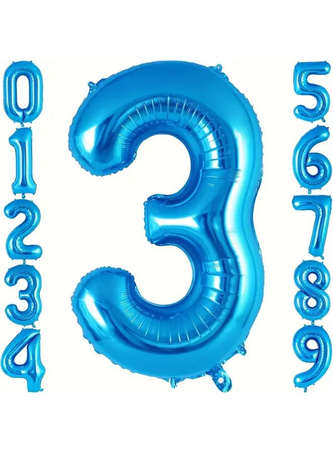 32 Inch Blue Number 0 Balloons Aluminum Film Birthday Party Decor - Image 4