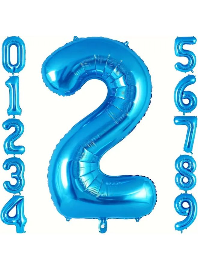 32 Inch Blue Number 0 Balloons Aluminum Film Birthday Party Decor - Image 2