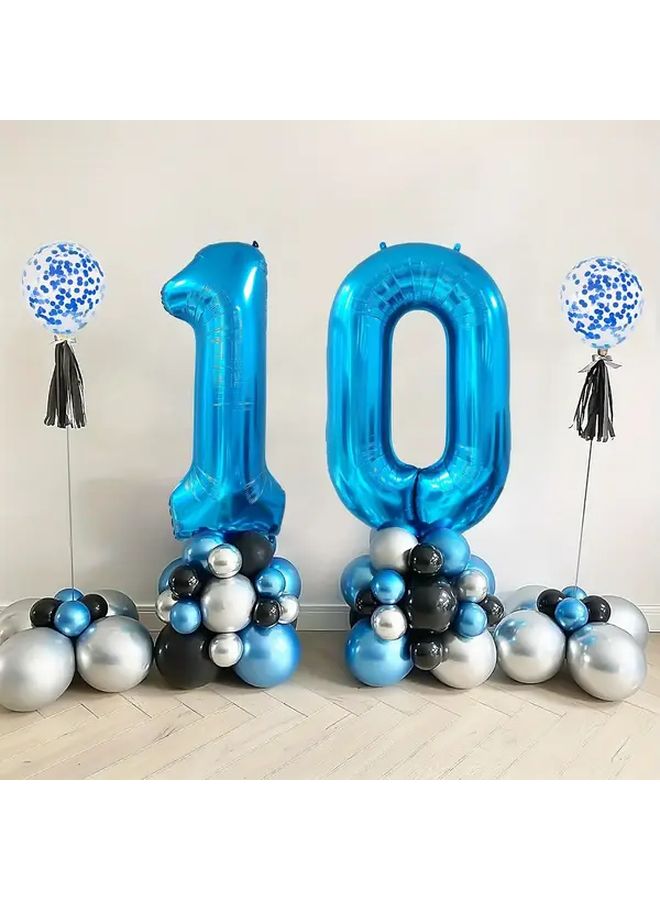 32 Inch Blue Number 0 Balloons Aluminum Film Birthday Party Decor - Image 1