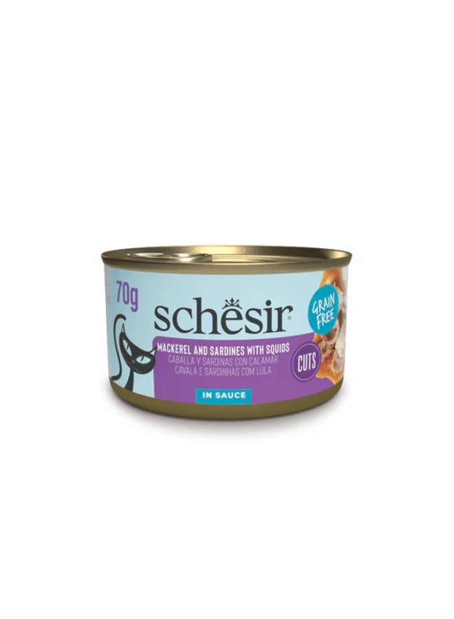 Schesir Grill Wholefood Cat Can Mackerel And Sardines With Squid 70g -12 pcs - Image 2