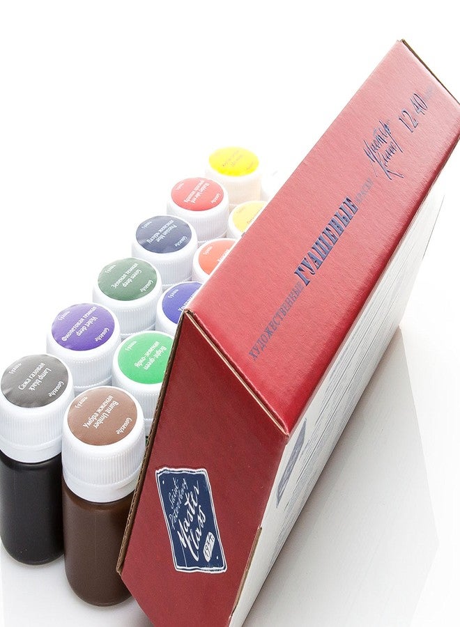 Master Class Professional Gouache Colors - 12 x 40 ml Jars Nevskaya Palitra Paints from Russia - Image 5