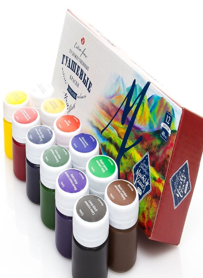 Master Class Professional Gouache Colors - 12 x 40 ml Jars Nevskaya Palitra Paints from Russia - Image 3