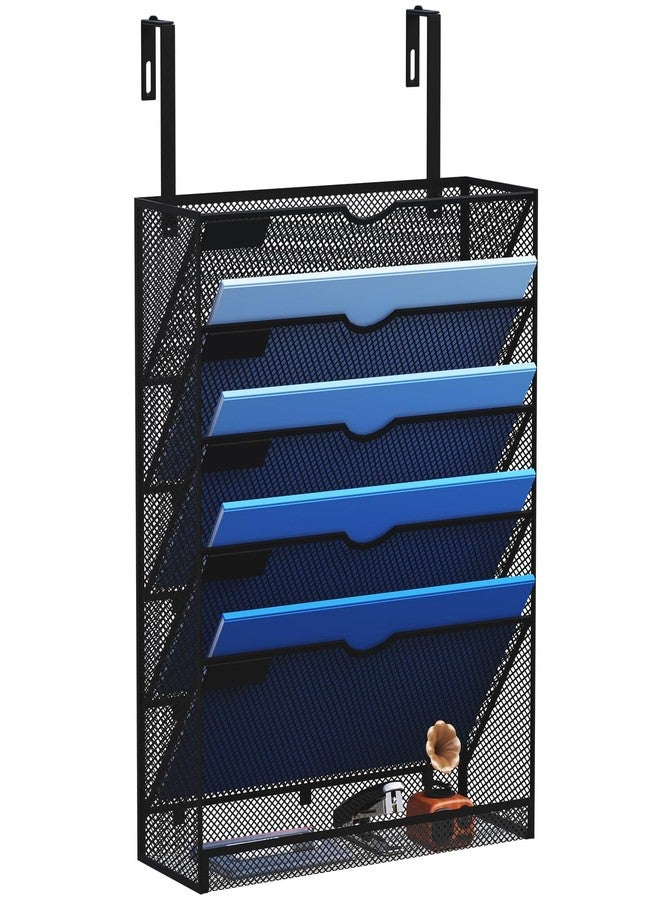 GDINDINFAN 6-Tier Hanging File Organizer Office Cubicle Accessories for Work Organizer Wall Mount File Holder for Mails Folders Papers Magazine Organization, Black - Image 1