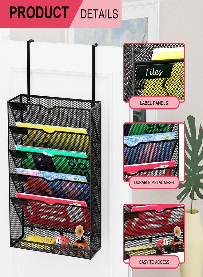 GDINDINFAN 6-Tier Hanging File Organizer Office Cubicle Accessories for Work Organizer Wall Mount File Holder for Mails Folders Papers Magazine Organization, Black - Image 4