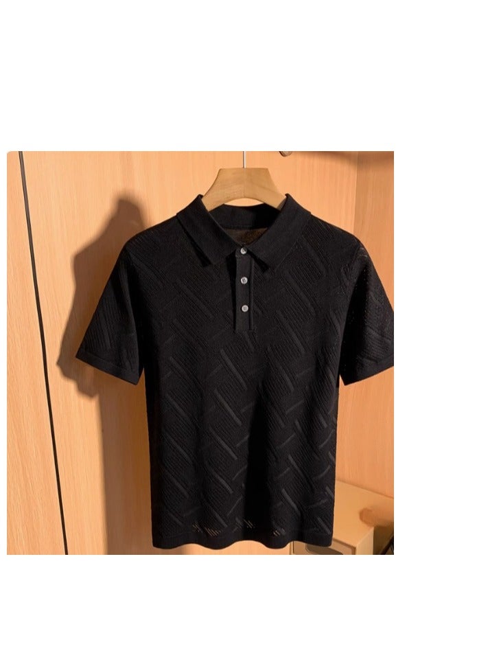 Men's Breathable Knitted POLO Casual Short Sleeved T-Shirt - Image 1