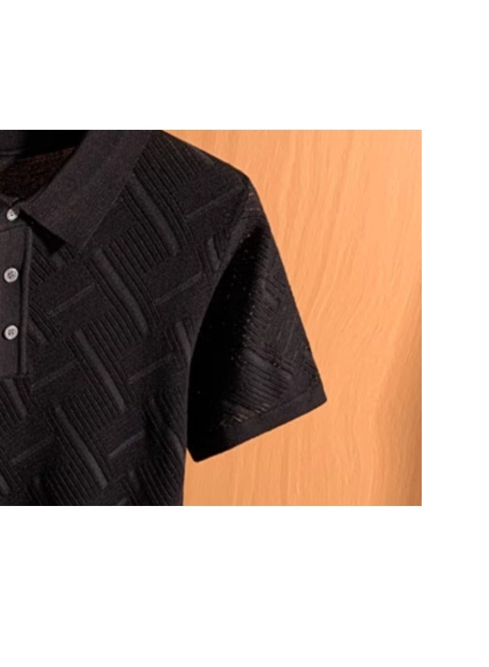 Men's Breathable Knitted POLO Casual Short Sleeved T-Shirt - Image 2