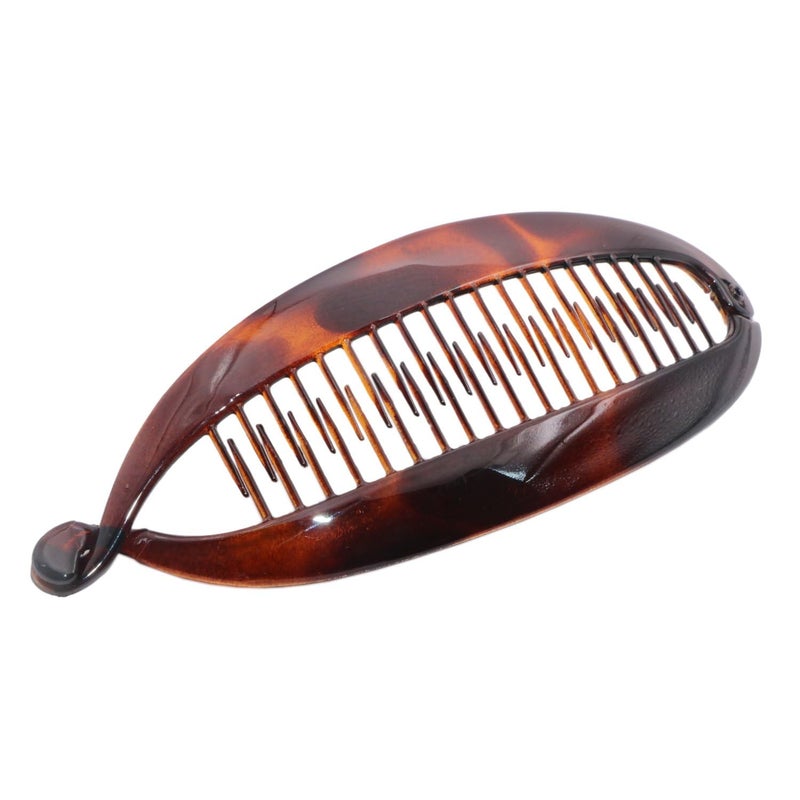 Parcelona French Narrow Large 6 12 Tortoise Shell Celluloid Made in France Ponytail Holder Banana Hair Clip for Women and Girls