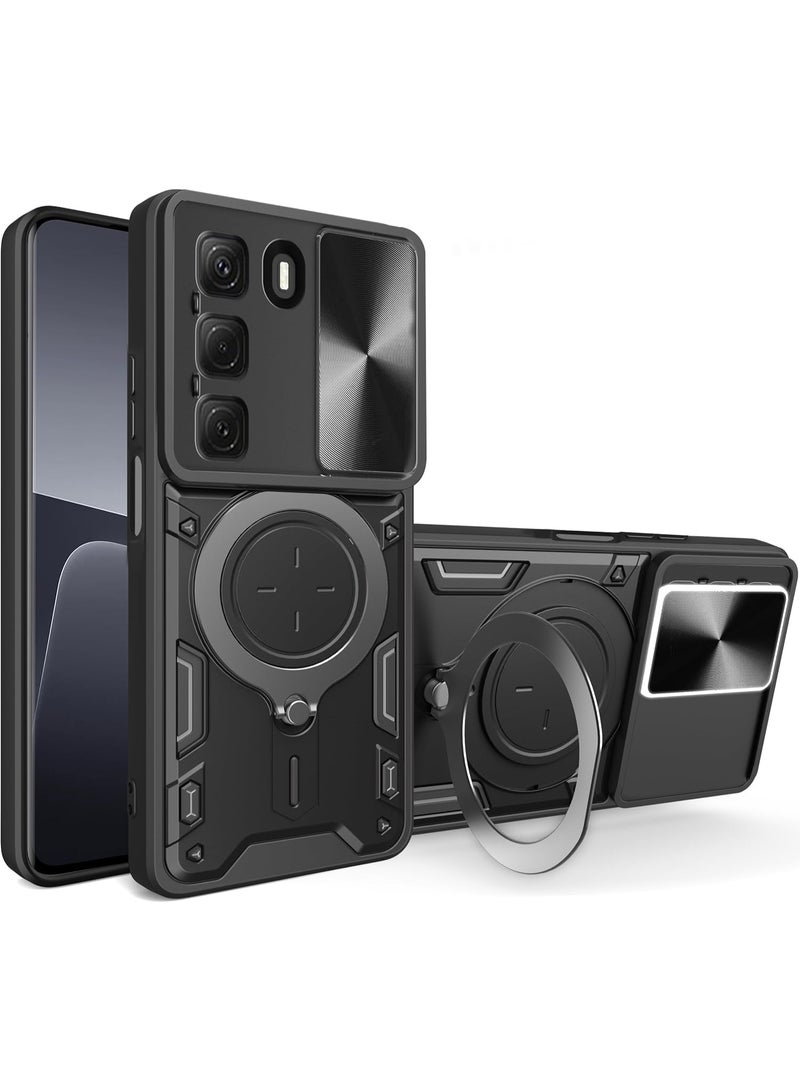 ثلاثة نمور لشركة إنفينيكس الساخنة 60 برو + (ساخنة 60 برو زائد) حالة, غطاء عدسة الكاميرا الشريحة, حامل الحلقة المغناطيسية مقعد حالة الهاتف الوقائي لشركة إنفينيكس الساخنة 60 برو + (ساخنة 60 برو زائد), أسود - Image 1