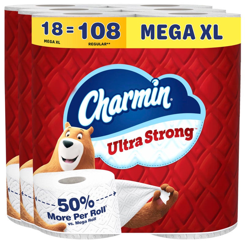 Charmin Ultra Strong Toilet Paper, 18 Mega XL Rolls = 108 Regular Rolls - Image 1