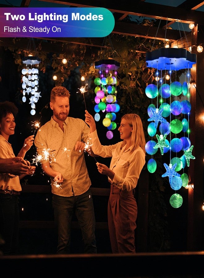 Toodour Solar Wind Chimes for Outside, Shells Light Gifts for Mom Grandma Women Wife Girls, Waterproof Solar Outdoor Decorative Mobile Light for Holiday Garden Porch Yard Outdoor Decor (Blue & Green) - Image 2