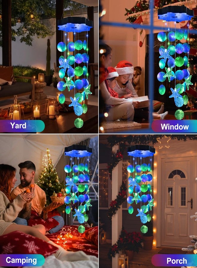 Toodour Solar Wind Chimes for Outside, Shells Light Gifts for Mom Grandma Women Wife Girls, Waterproof Solar Outdoor Decorative Mobile Light for Holiday Garden Porch Yard Outdoor Decor (Blue & Green) - Image 5