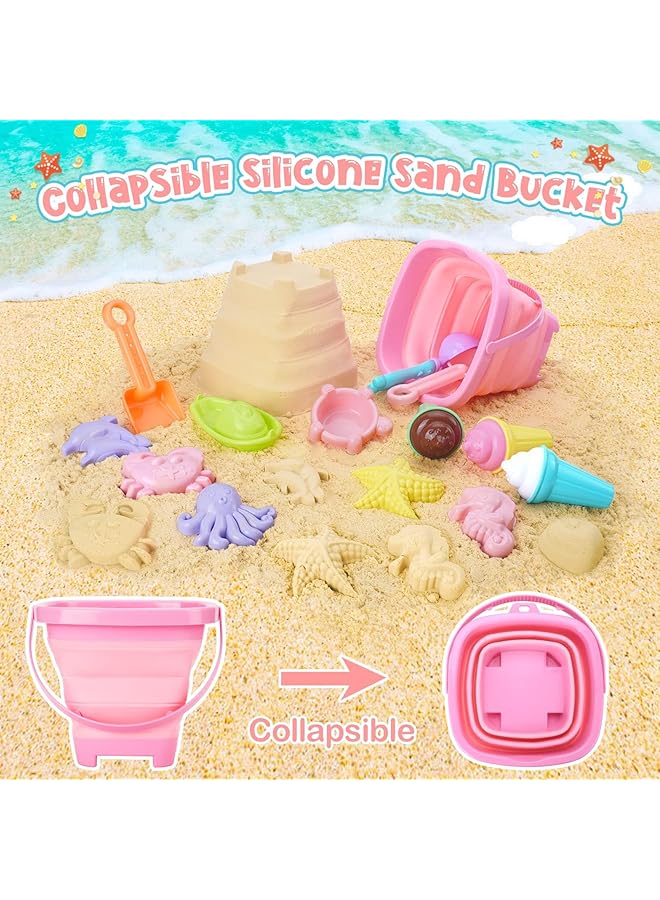 KASTWAVE Beach Toys Ice Cream Sand Toys For Toddlers With Collapsible Bucket And Shovels For Kids With Bag Travel Toys For Boys Baby Girls Age 3 4 5 6 7 8+ - Image 3