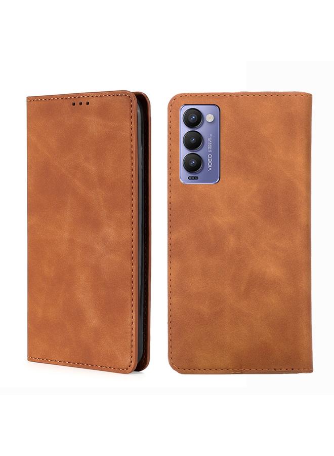 erorex Case For Tecno Camon 18 / 18 P Skin Feel Magnetic Horizontal Flip Leather Phone Case - Image 1