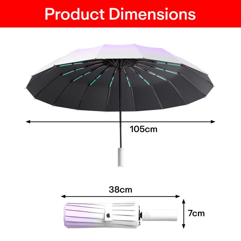 Prime Pick Travel Pro Umbrella Automatic Foldable One Button Open Close Windproof UV Resistant Compact Portable Rain Umbrella for Men Women Purple Pack of 1 - Image 2