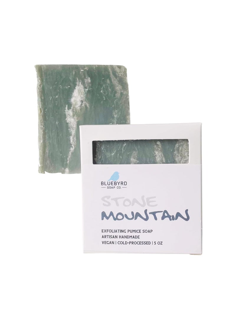 BLUEBYRD SOAP CO. - Bluebyrd Soap Co Stone Mountain Pumice Natural Soap Bar for Men  Vegan Man Soap Bar for Exfoliating Rough Dry Skin  USA Handmade Masculine Scent Scrub Bar for Feet Hands Body STONE - Image 1
